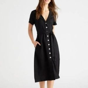 Quince 100% European Linen Black Dress